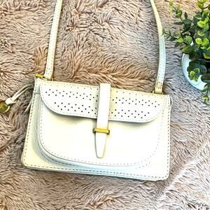 Fossil Vanilla Cream 'Ryder' Small Leather Crossbody Purse with Front Snap